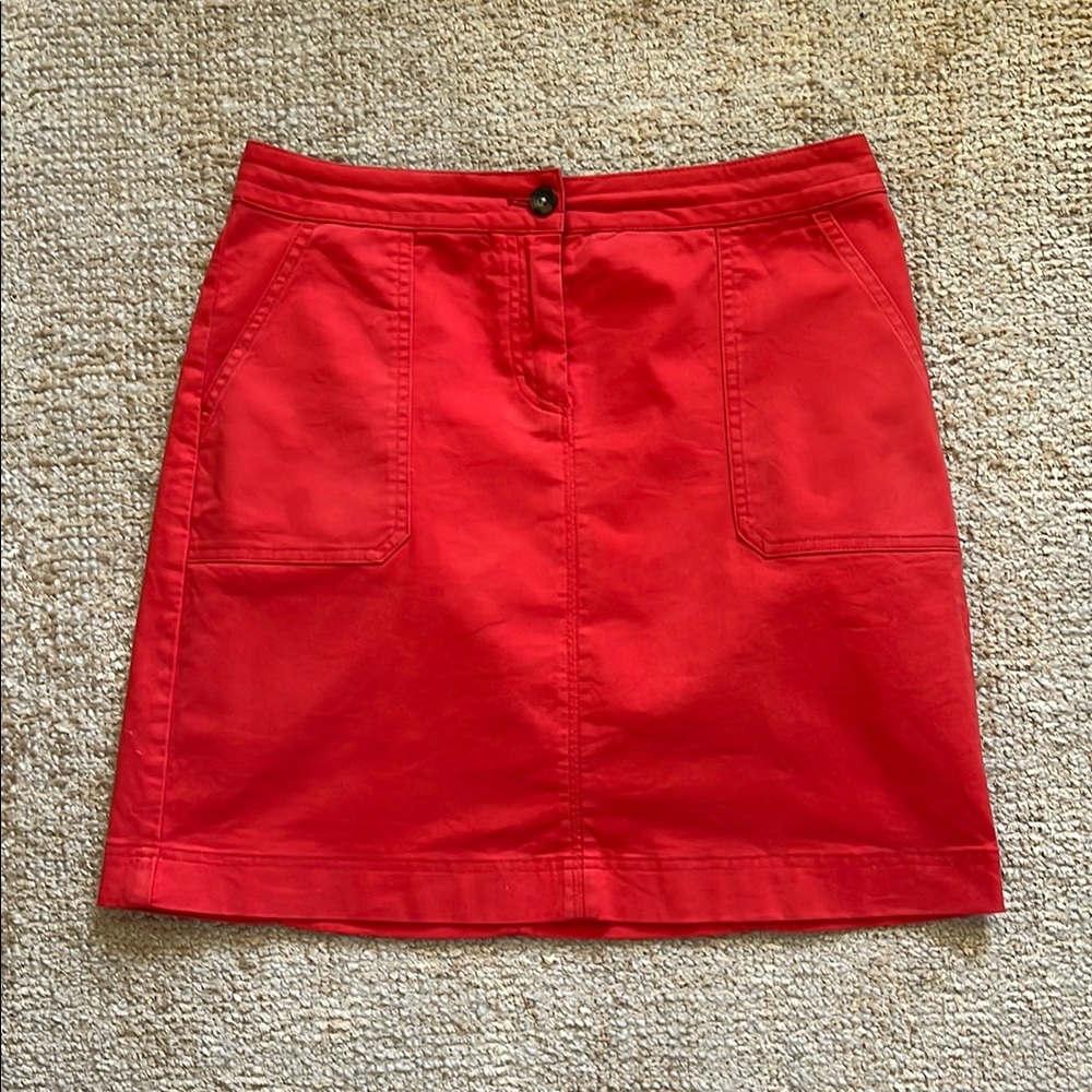 Boden Red Cotton Women's Mini Skirt with Pockets, Size 6R
